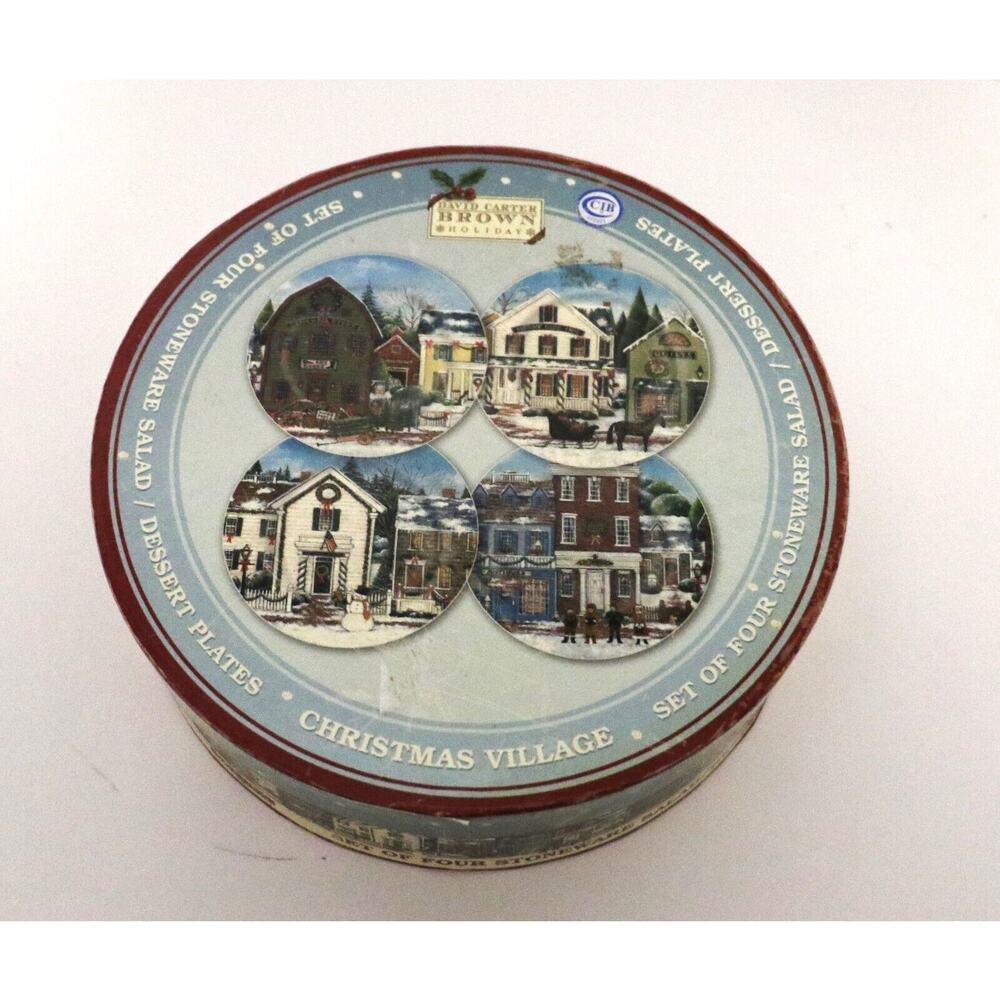 David Carter Brown Plates by Sakura Christmas Villages in Box - 2002